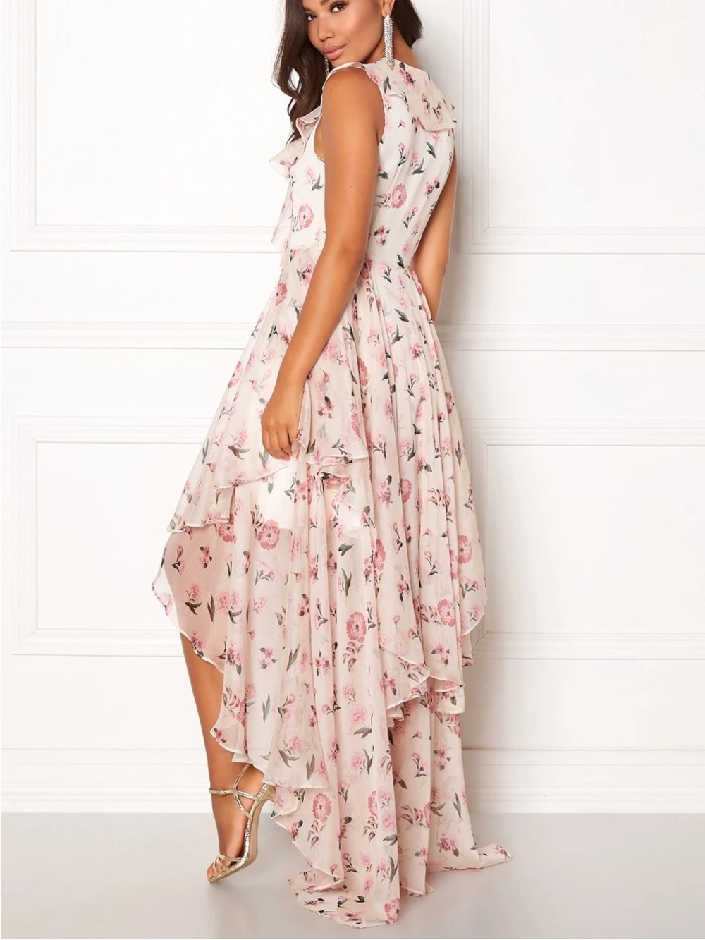 Y.A.S high-low asymmetrical pink floral maxi dress - Picture 2 of 15